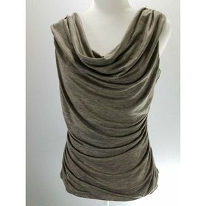 BLOUSE TOP WOMENS SHORT SLEEVE SCOOP NECK GRAY